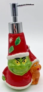 El Grinch que robó la bomba de loción de Navidad dispensador de jabón de cerámica con máximo - Imagen 1 de 2