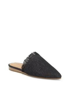 Lucky Brand Bapsee Damengröße 8,5 M schwarz Denim Fransen spitz zulaufend flache Pantoletten - Bild 1 von 12