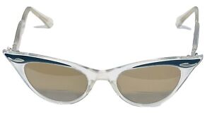 Bausch & Lomb  Vintage 1950s Clear Cat Eyeglasses Frames  4 1/4-5 1/2 Retro EUC