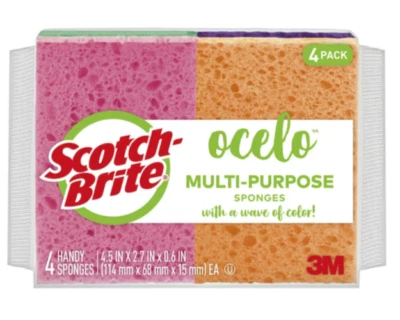 SCOTH-BRITE Scotch-Brite Ocelo Utility Cellulose Sponge (4-Pack) Home Kitchen Cleaner Tool