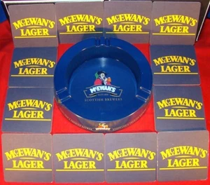 McEWAN’S LAGER KOBALTBLAUER RUNDER ASCHENBECHER + 12 BARMATTEN - TOP ZUSTAND! - Bild 1 von 10