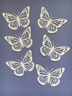 BUBUSHI EXPRESS 12 Machine-Cut 3D Paper Butterflies – White, Red &Purple – 7×5 cm – 220gsm Card