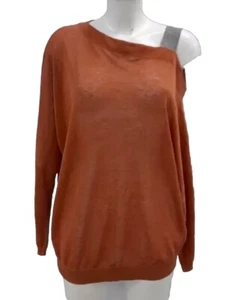 Ladies Brunello Cucinelli Jumper Top Size L (UK 12 -14) Brown Linen Mix Knit - Picture 1 of 8