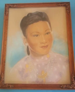 Wallace Parker Original Portrait Of A Beautiful Woman Signed Rare 12"x15" Frame - Bild 1 von 8