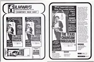 @ AUSSIE PRESS SHEET: The TEXAS CHAINSAW MASSACRE 1974 Tobe Hooper horror hook - Bild 1 von 3