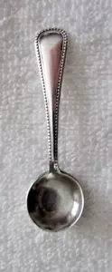 Bead Border Individual Salt Spoon Sterling Silver Sheffield 1875 Roberts & Belk - Picture 1 of 2