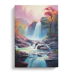 Waterfall Impressionism Canvas Wall Art Print Framed Picture Decor Living Room - Picture 1 of 4