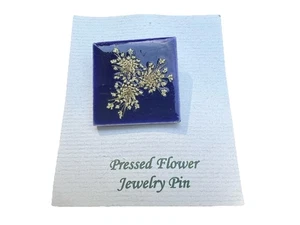 Gepresste Blume Schmuck Anstecknadel, Keramikfliese getrocknete Blumen blau quadratische Brosche|Mexiko - Bild 1 von 20