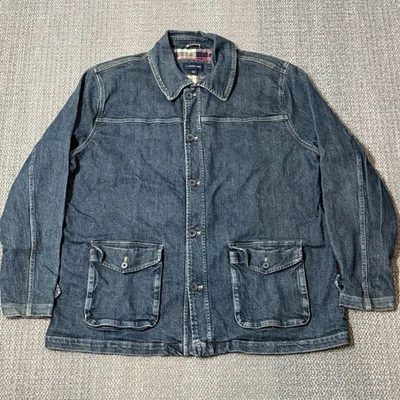 Vintage Lands End Denim Chore Coat Barn Jacket Mens XL Blue Workwear - Image 1 of 4