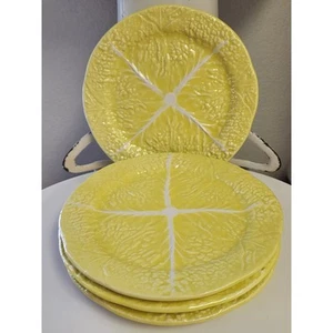 Vintage Secla Portugal Yellow Cabbage Ware Salad Plates, set of 4 - Picture 1 of 9