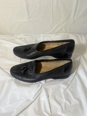 Zapatos de vestir Santoni Italia todo cuero mocasines para hombre talla 8,5 negros Foto 1 de 4