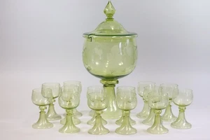 15tlg Bowleset mit Topf & Gläser grünes Glas (MVL4528) - Bild 1 von 14