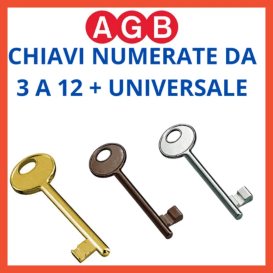 Chiave Serratura Porta Interna Patent AGB Chiavi 3 4 5 6 7 8 9 10 Passepartout A - Immagine 1 di 1