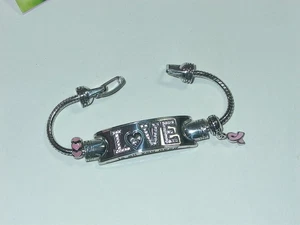 Brighton LOVE Silber 2010 Armband mit rosa Band Charm - Bild 1 von 3