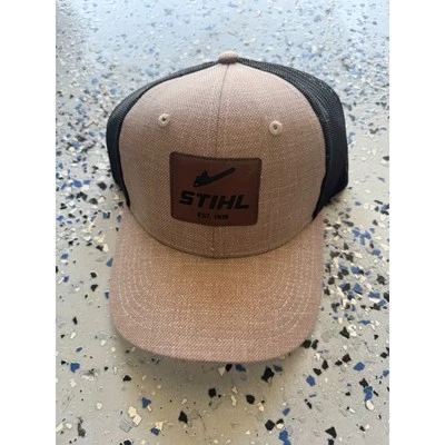 Stihl водитель грузовика шляпа сетки назад регулируемый бейсболки желтовато-коричневый коричневый логотип крышка новый - Изображение 1 из 2