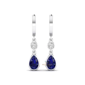 Women’s Lab Grown Diamond Drop Earrings Pear Cut Gemstone Earring 14K Gold - Picture 1 of 36