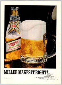 197O MILLER BEER Vintage 8"X11" Magazine Ad 1970's HTN38 - Picture 1 of 1