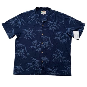 Paradise Found Shirt Mens Size XL Short Sleeve Hawaiian Floral Rayon Blue NWT - Picture 1 of 6