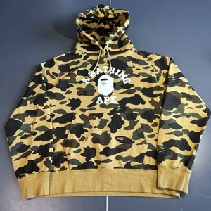BAPE 1st Camo College Pullover Hoodie Yellow Large A Bathing Ape - Picture 1 of 17