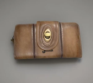Justin Women's Leather Wallet Burnished Brown Twist Lock Closure Ladies Western - Picture 1 of 6