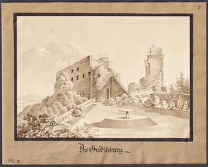 Gröditzburg Castillo Grodziec Gmina Zagrodno Polonia Polonia dibujo dibujo 1829 - Imagen 1 de 1