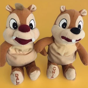 Disney Store Chip & Dale Bean Bag Stuffed Animal Chipmunk Toy Set 8" Collectible - Picture 1 of 7