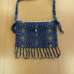 Schöne antike französische blau & gold Mikroperlen Abendtasche Tasche |23 - Bild 1 von 12