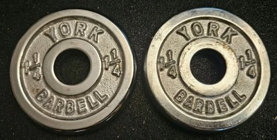 VTG Pair York Barbell 1.25lb Standard Weight Plates CHROME 1" Hole 2.5lbs Total - Image 1 of 2