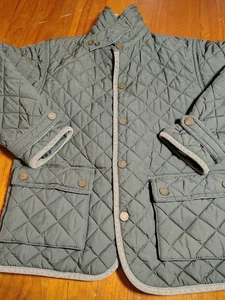 Polo Ralph Lauren Kids Quilted Barn Jacket Green Snap Front Corduroy Trim Medium - Picture 1 of 12