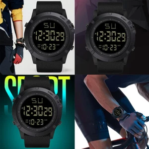US 1 Pc Large Dial Stopwatch Sport Mens Watches LED Light Digital Wristwatches - Picture 1 of 18