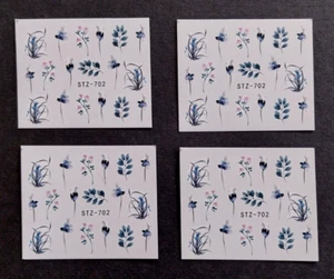 FOUR FLOWER NAIL ART WATER TRANSFER STICKER DECALS - Picture 1 of 2