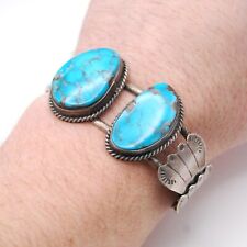 Native American Sterling Silver CUFF BRACELET with Candelaria Turquoise - Size S