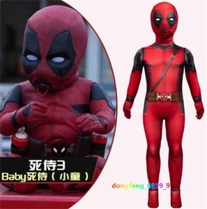 Deadpool & Wolverine Bodysuit Zentai Jumpsuit Halloween Cosplay Baby Kid Clothes - Picture 1 of 14