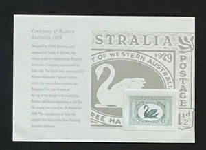 Tarjeta réplica 1993 Nº28 1929 CENTENARIO AUSTRALIA OCCIDENTAL SELLO PRE-DECIMAL - Imagen 1 de 2