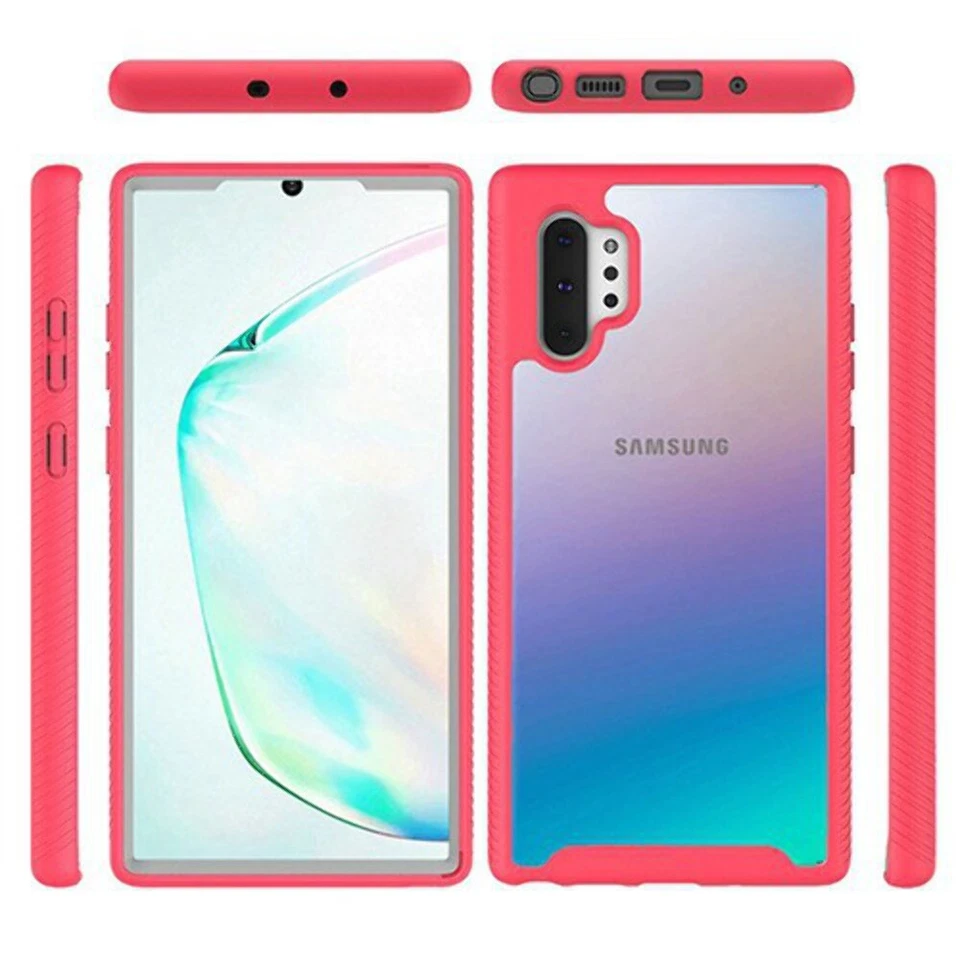 Funda protectora resistente a prueba de golpes transparente/rosa para Samsung Note 10 Plus Foto 1 de 2