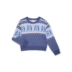 Bluey Girls Metallic Lurex Holiday Sweater, Multicolor Size S (6-6x) - Picture 1 of 2