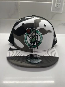 New Era 9FIFTY Boston Celtics Snow Camo White Black Snapback Adjustable Hat Cap - Picture 1 of 4