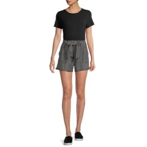 Pantalones cortos utilitarios Time and Tru para mujer con cinturón, negros, grandes 12-14 - Imagen 1 de 5