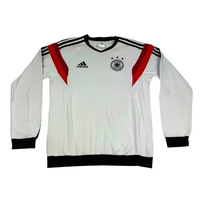 2014 Alemania Mundial Adidas Sudadera Pullover Pequeño Fútbol Blanco Envejecido Foto 1 de 4