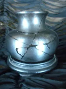 VASO SOVRAPPOSIZIONE ARGENTO STERLING FIRMATO SOFFIATO A MANO #1 VASO VETRO ARTISTICO A PROVA D'ARTISTA - Foto 1 di 9