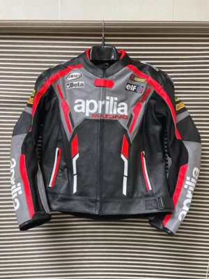 Aprilia  Custom Personalised Motorcycle Racing Leather Biker Jacket - Image 1 of 4