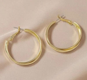 On Trend 9ct Gold Filled Twisted Hoop Leverback Closure Earrings Gift BirthdayG9 - Picture 1 of 3