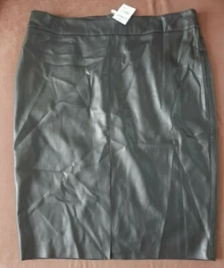 Dorothy Perkins DP Curve Faux Leather Mini Pencil Skirt Split Hem Black UK 18 - Picture 1 of 3