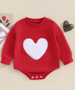 Babamoon Neugeborenes Baby Säugling Valentinstag Strampler Langarm Herz Größe 0-3M - Bild 1 von 2