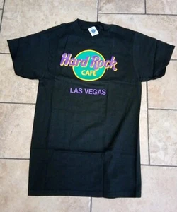 Vintage Hard Rock Cafe Shirt Men SMALL Black Tee Las Vegas - Made In USA - New - Picture 1 of 7