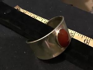 Mexiko Sterlingsilber 925 Karneol BREITER Stapel Schicht Moderner Arm Manschette Armband - Bild 1 von 8