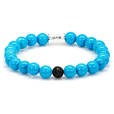 Perlenarmband Grüner / Blauer Türkis Perlen Royal Beads 925 Sterling Silber - Bild 1 von 4