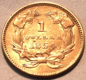1854 Type 2 Indian Princess Gold One Dollar, High Grade Details, Better G$1 Coin - Picture 1 of 2