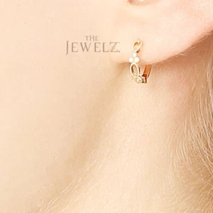 14K Gold 0.15 CT VS/F-G Diamond Tiny Hoop Wedding Earrings - The Jewelz - Picture 1 of 4