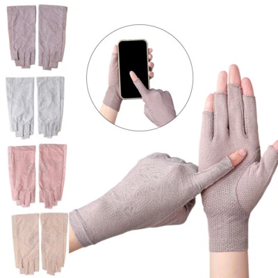 Damen Fingerlose Handschuhe Sonnenschutz Halbfinger Ultradünne Anti-Uv- C8 - Bild 1 von 4